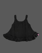 Toddler cotton sleeveless top featuring ruffled hem for casual clothing and playwear