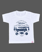 Boys white and navy blue abstract printed cotton casual shirt with t-shirt full sleeve