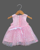Baby girl white and pink net frock with cute cat graphic print and heart net skirt