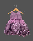 Girls applique floral design with partywear frock - Wine