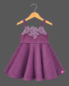 Toddler Girl Pleated Fit-and-Flare Dress for Birthday Parties and Family Dinners featuring floral chest embroidery