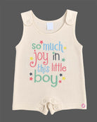 Baby clothes set featuring a white star print t-shirt and beige printed romper