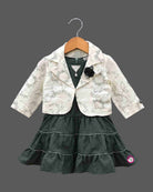 Little princess layered frock with printed jacket for girls western party wear