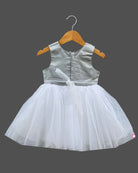 Girls ruffled with party wear frock - Pastel Grey