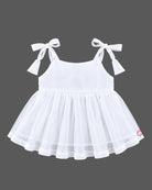 Baby girl tie strap net top with bow accent for party wear and baby clothes collection