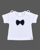 Infant dungaree set with bow tie t-shirt and suspender shorts for baby boys party wear