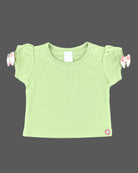 Baby girl pinafore dress set with bow puff  sleeves t-shirt for casual wear