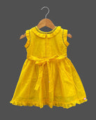 Girls round neck with traditional frock - Yellow