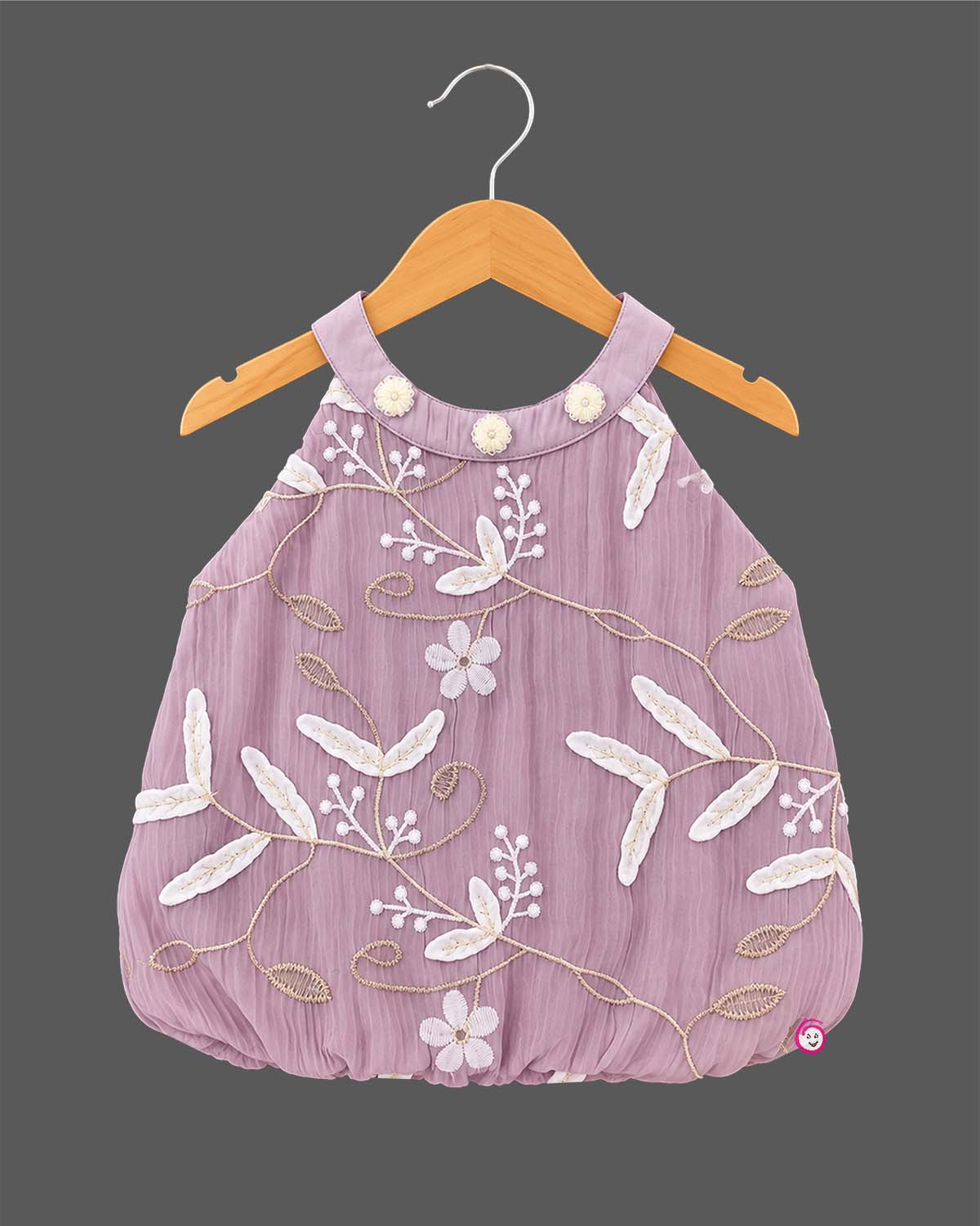 Baby girl embroidered halter neck western top with floral details for parties and outings