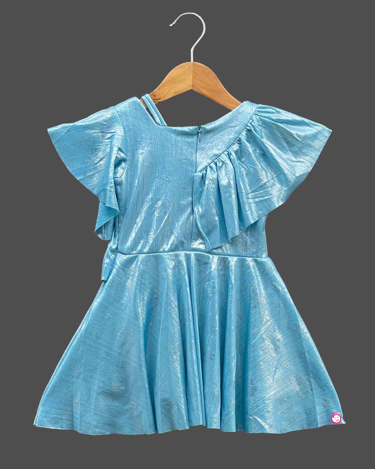 Girls western casual frock - Sky Blue