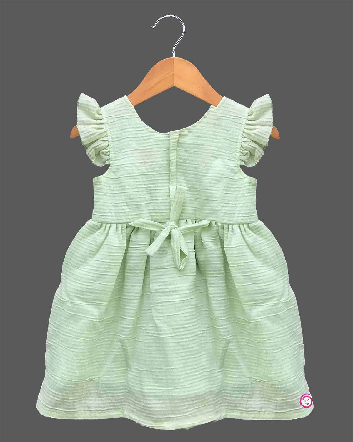 little princess embroidered cotton frock with frill sleeves for festive wear