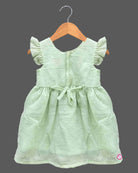 little princess embroidered cotton frock with frill sleeves for festive wear