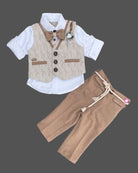 Boys elegant bow with waistcoat set - Beige