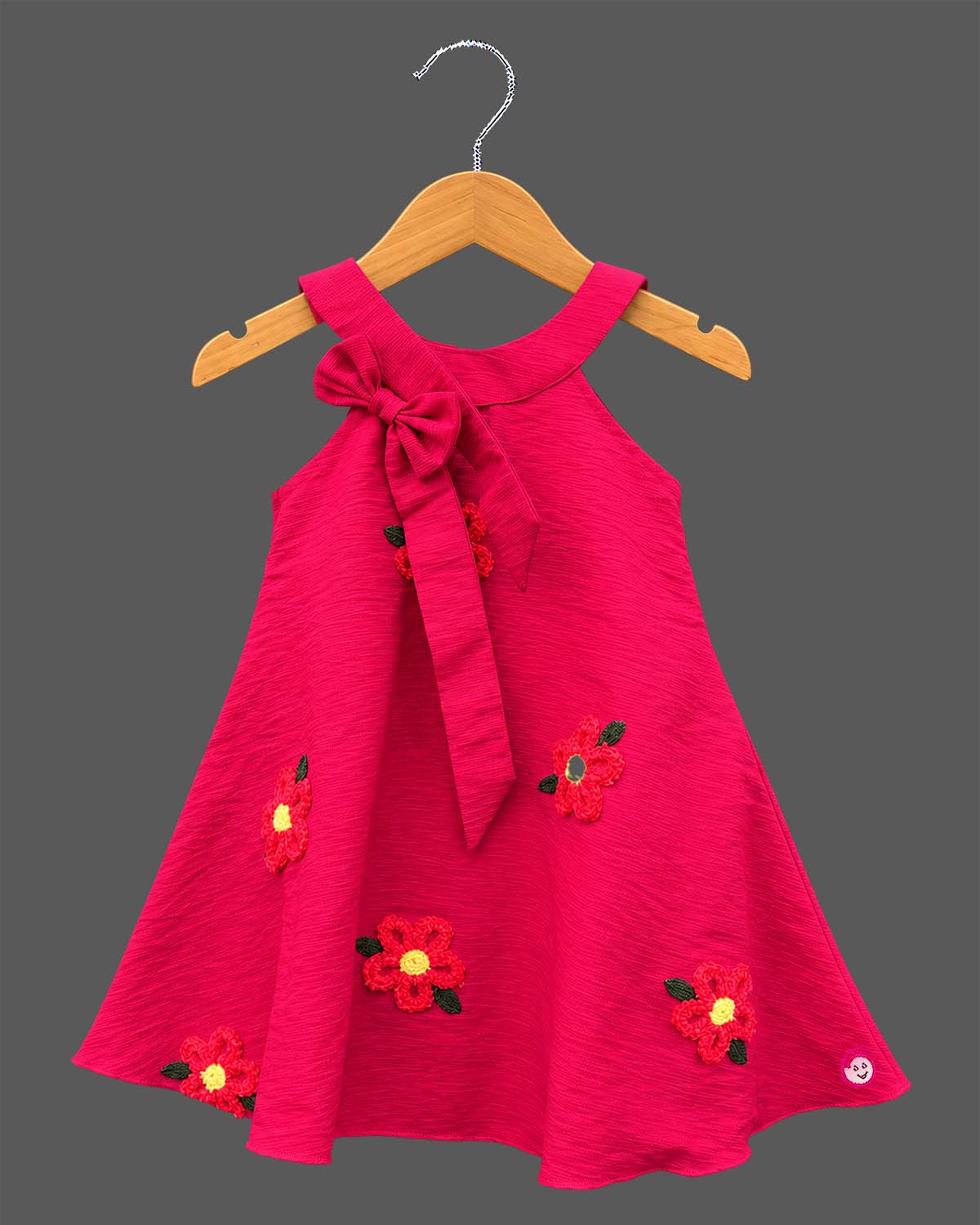 infants frock with floral embroidery bow knot sleeveless casual dress for girls