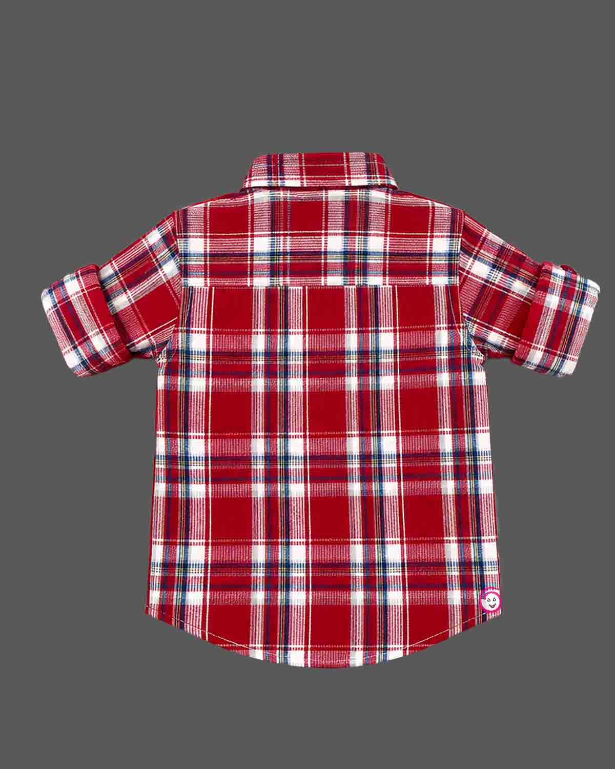 Boys plaid button-down woven shirt with rolled sleeves for party wear for boys