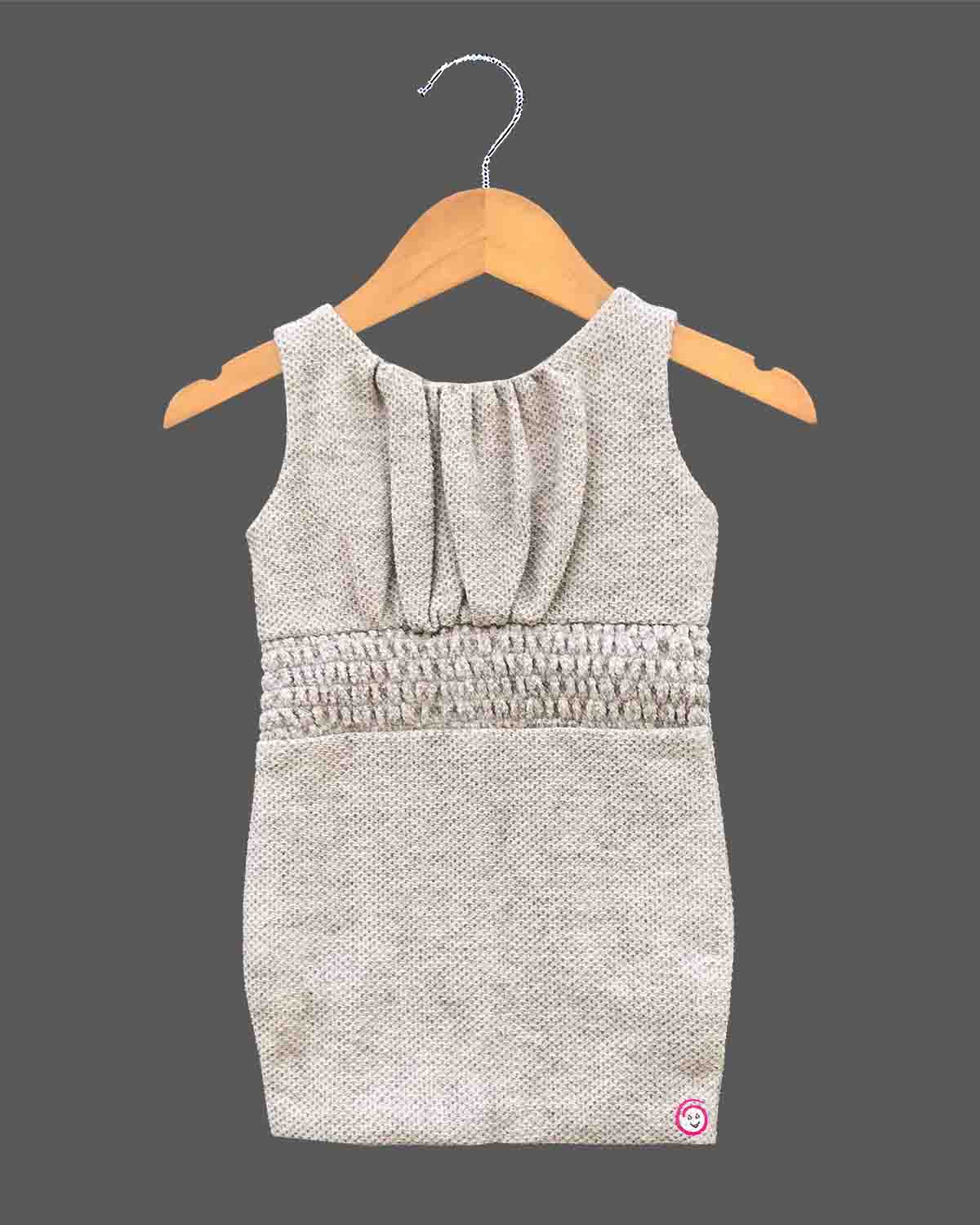 Baby girl shimmer jacket midi dress with floral brooch appliqué for birthday parties and festive celebrations.