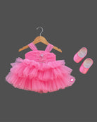 Girls design party wear frock - Pink