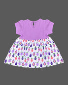 Infant cotton frock with short sleeves and pinafore strap detailing for daily wear