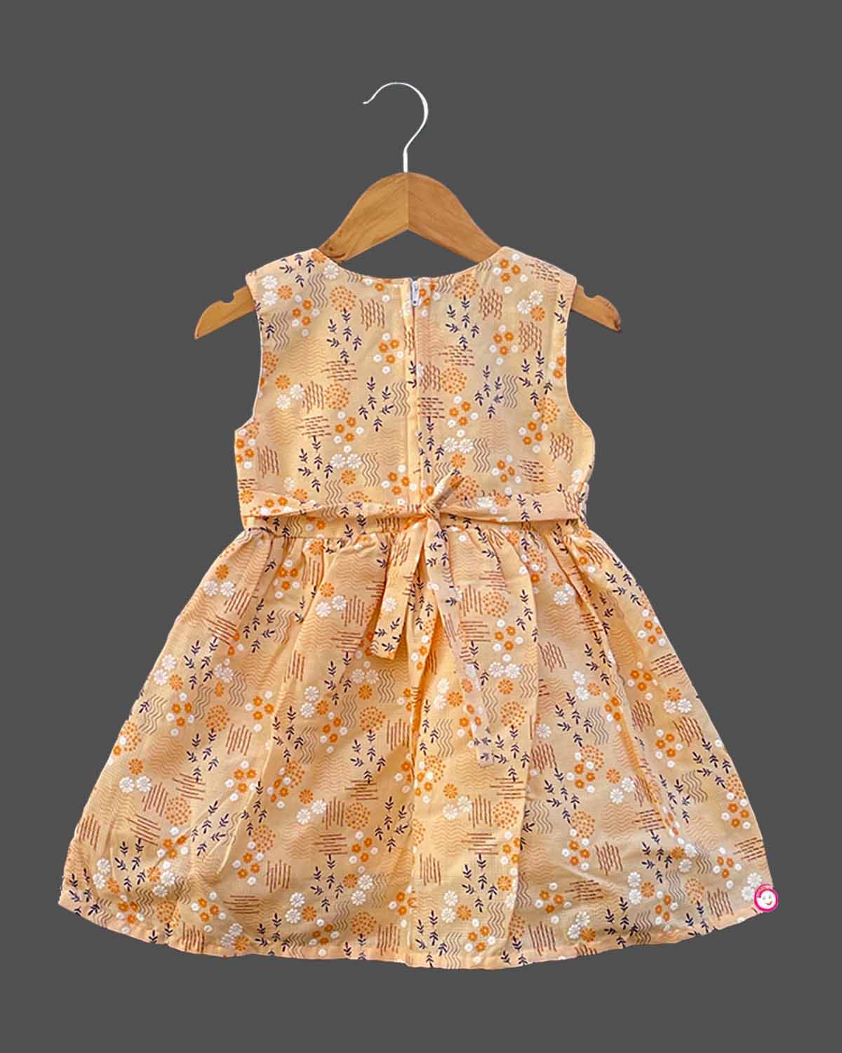 Girls full printed floral design with casual frock - Melan