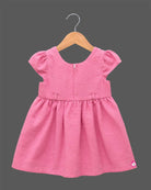 Baby girl Schiffli embroidered casual frock with cap sleeves and scalloped hem