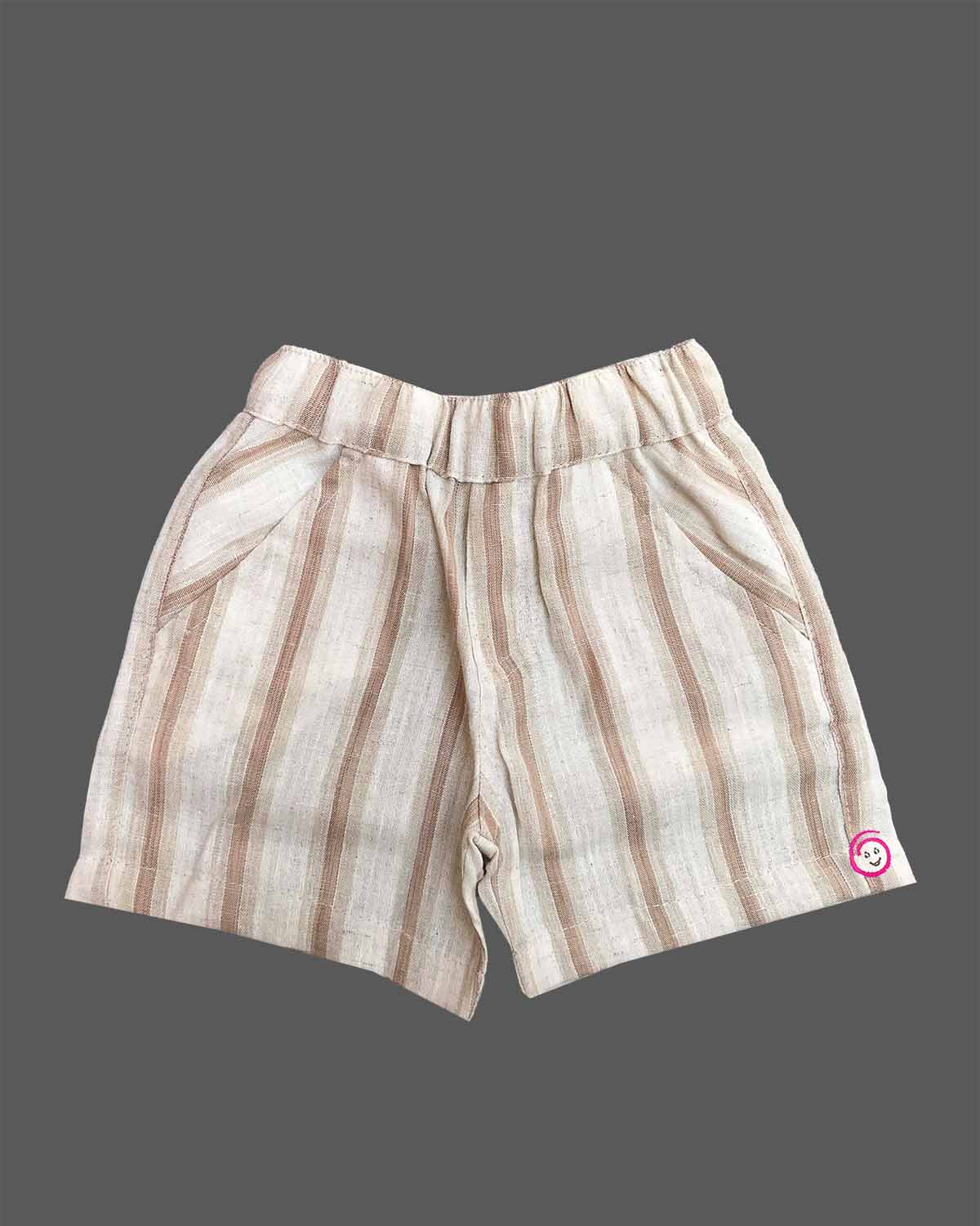 Classy short sleeve striped shirt and matching shorts set for young boys