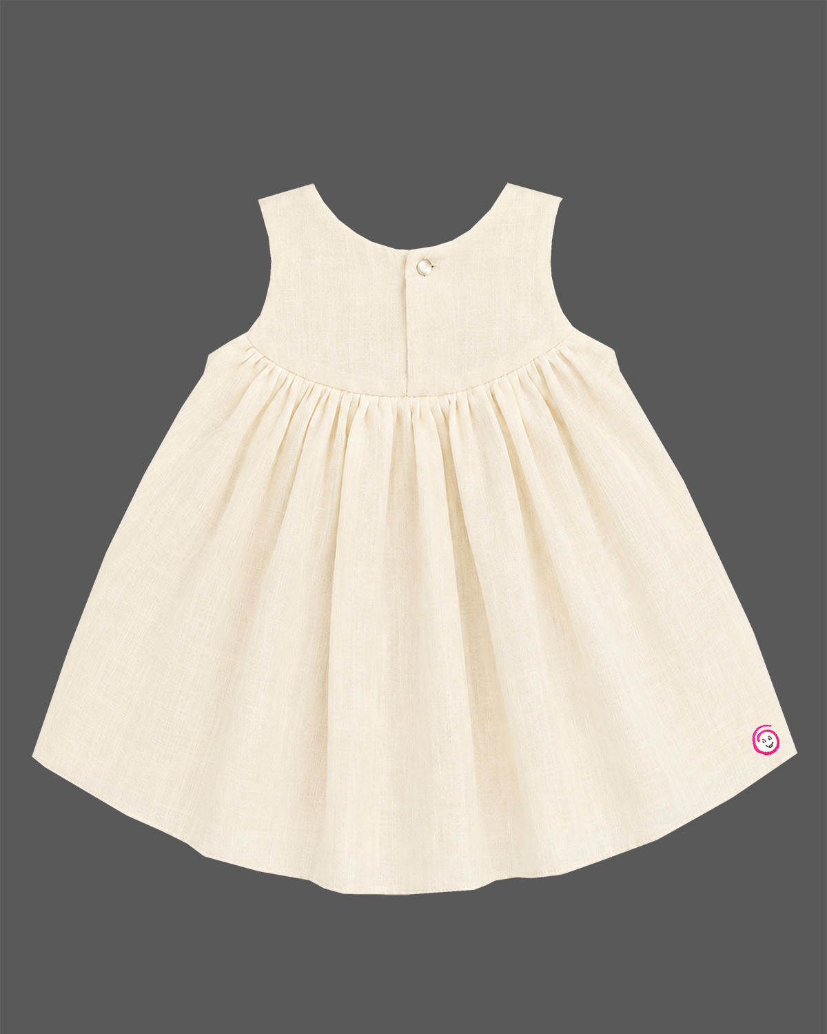 Traditional traditional baby frock for festivals with golden border details and bow accent