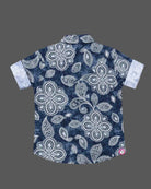 Boys short sleeve printed button down shirt party wear for boys with collar and cuffed sleeves