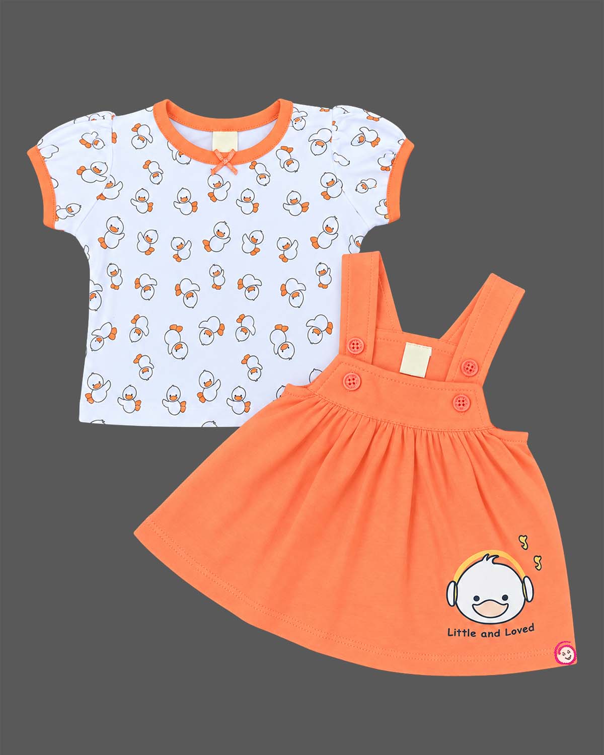 infant pinafore dress set with printed inner tshirt baby clothes for girls