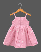 Toddler girl party wear dress featuring embroidered floral details and flared mesh shrug sleeves