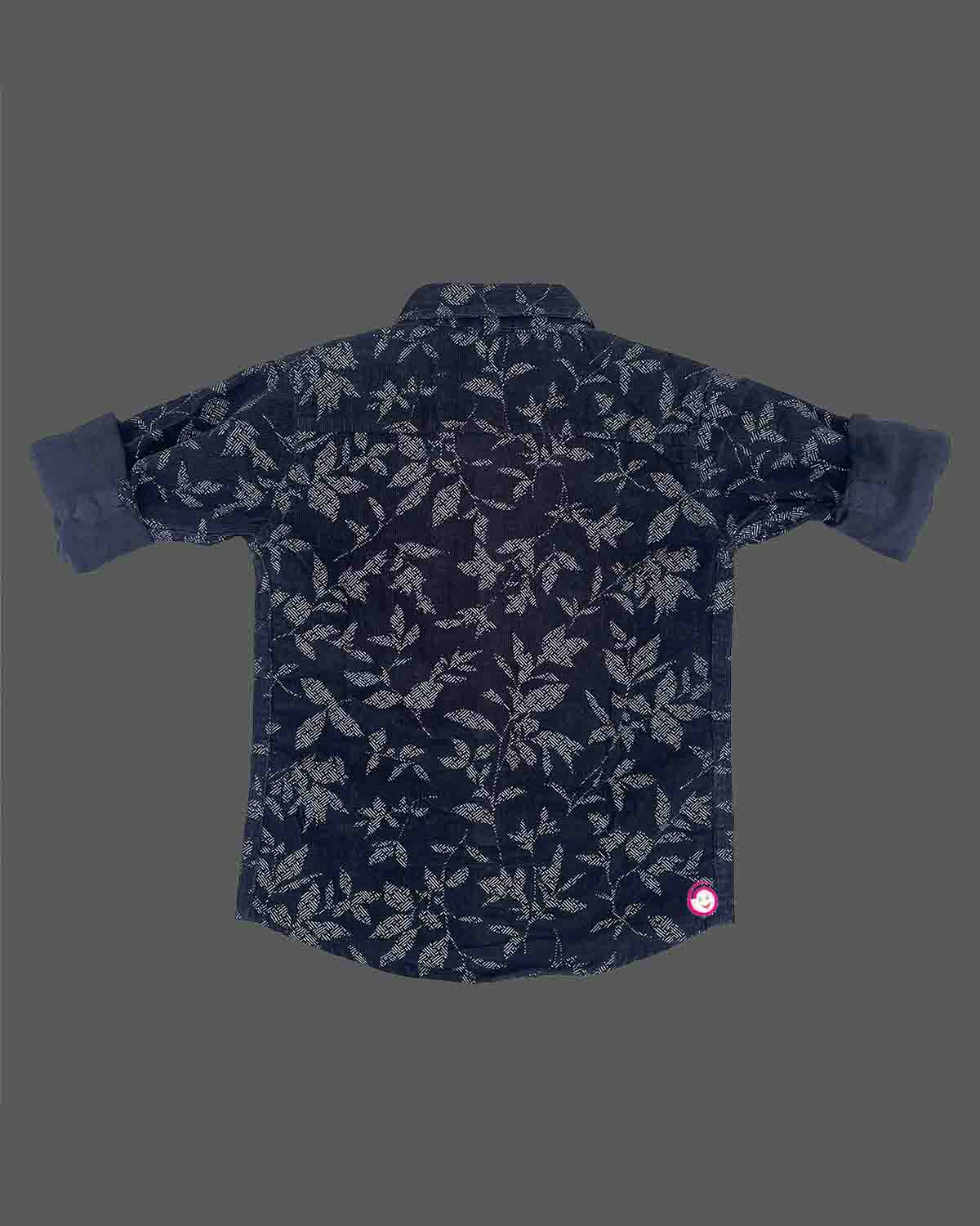 Boys leaf printed casual shirt - Black