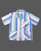Boys multi pocket vertical striped shirt with matching cargo shorts two piece outfit