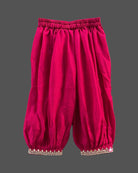 Pink girls kids indo western set with printed jacket, dhoti pants, and dupatta