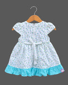 Toddler sun-applique casual frock featuring a tiny floral print and cap sleeves