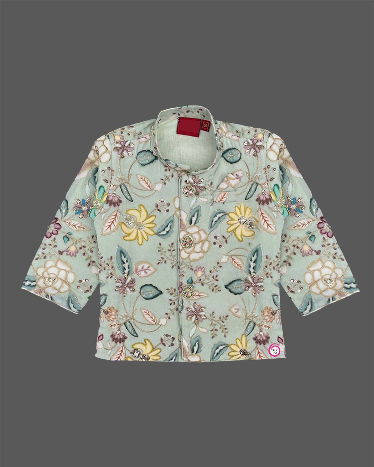 Boys sherwani featuring floral embroidered with pant for festive weddings