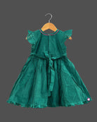 Girls embroidery frill sleeve with traditional frock - Dark Green