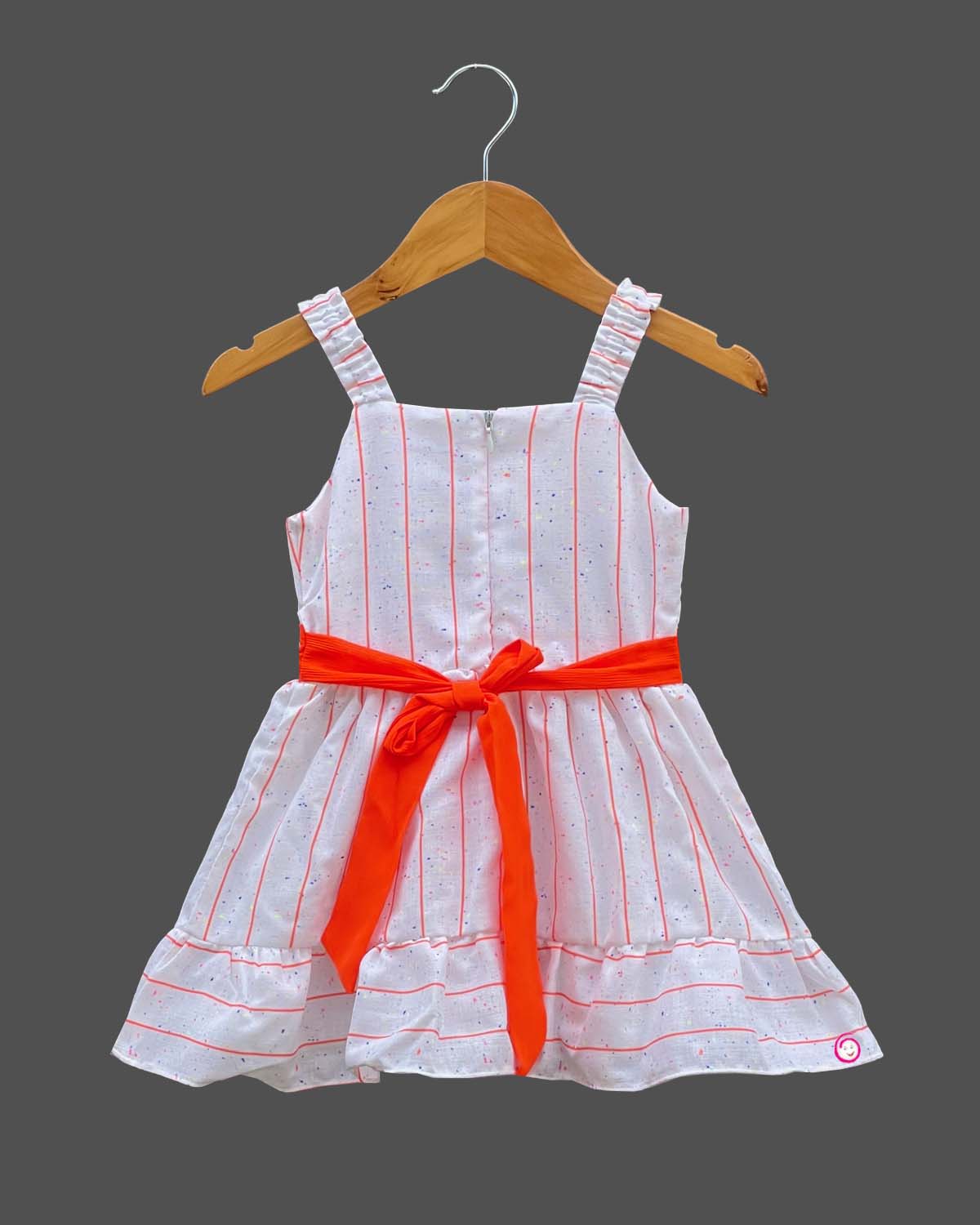 Girls square neck with western frock - Orange