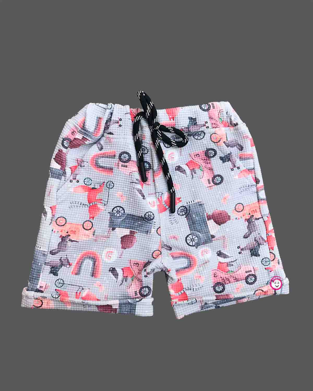 Baby boy printed cotton short sleeve button-down shirt and drawstring shorts set for kids everyday playwear