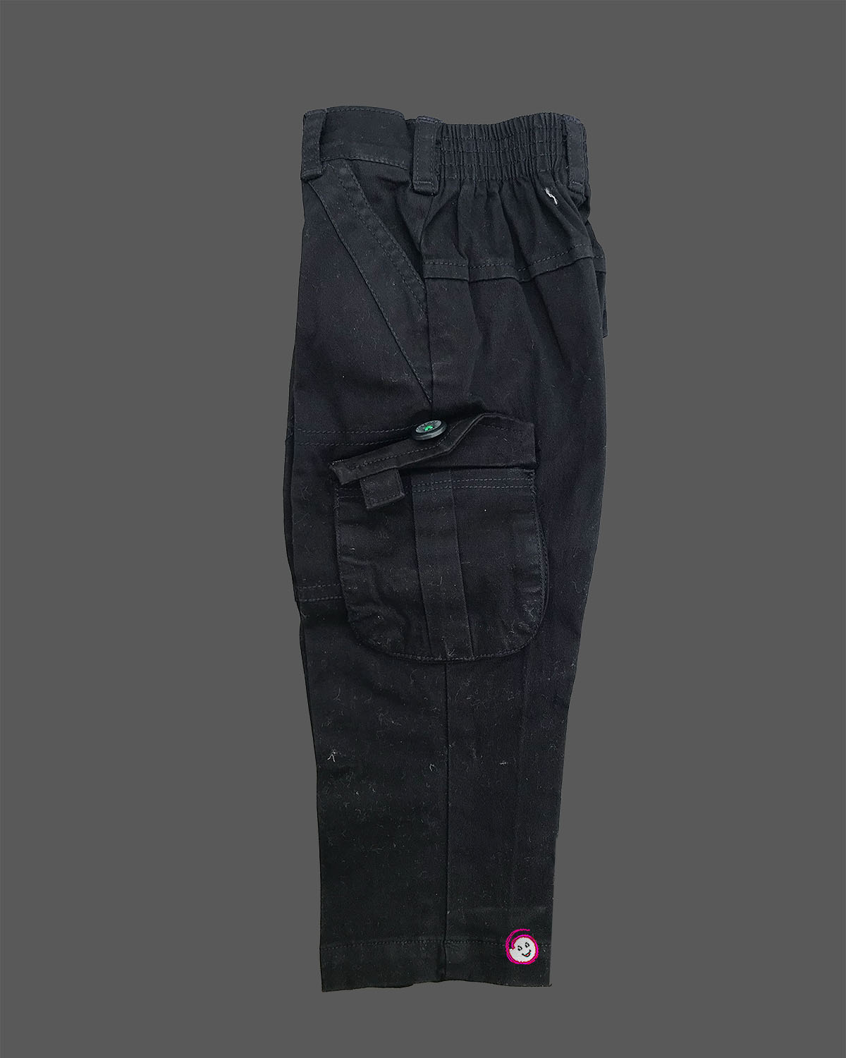 Boys graphic printed button down shirt with roll up sleeves paired with matching cargo pants