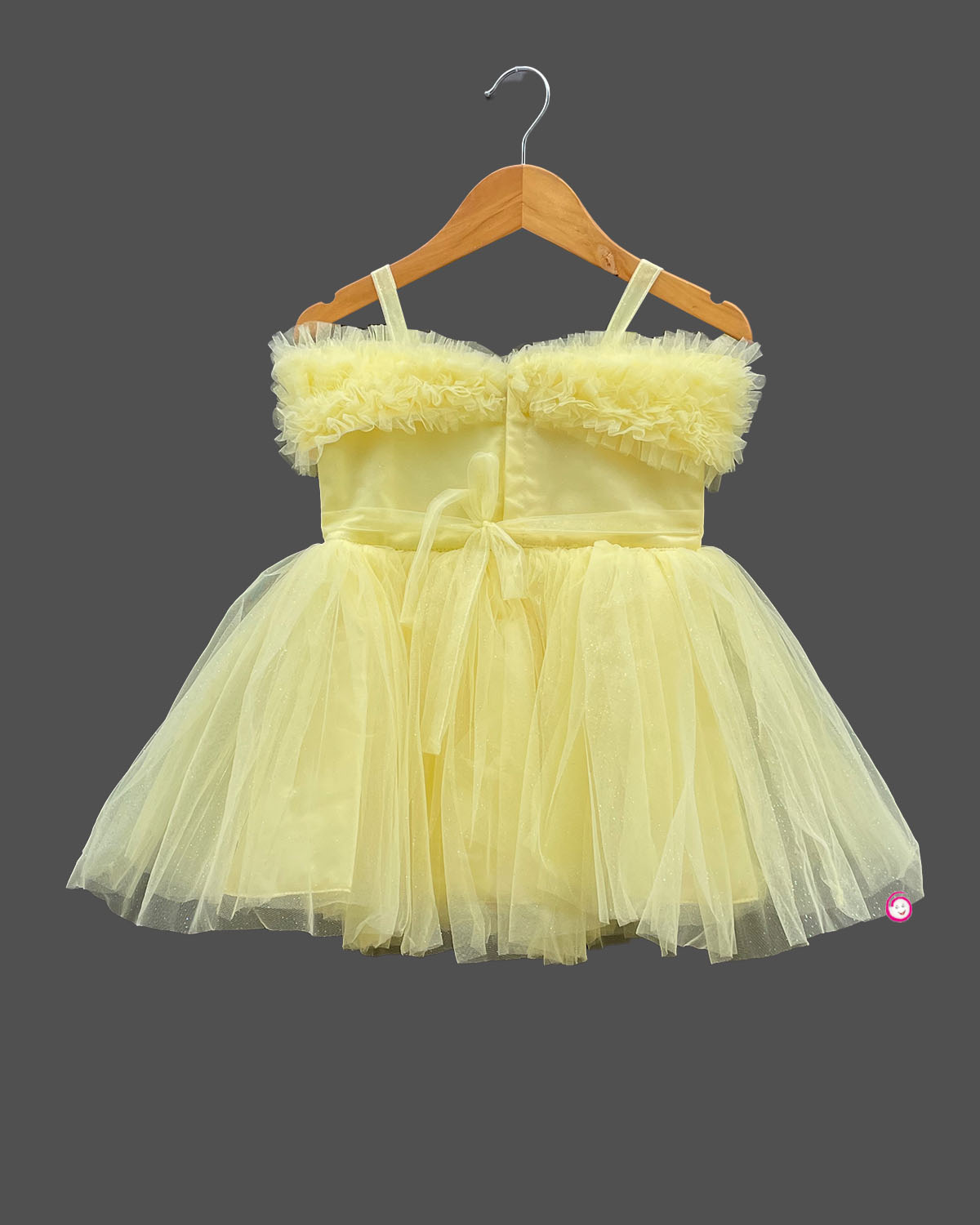 Girls elegant partywear frock - Light Yellow