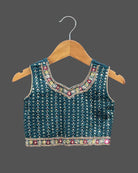 Girls sleeveless with choli set - Dark Green