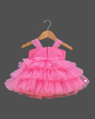 Girls design party wear frock - Pink