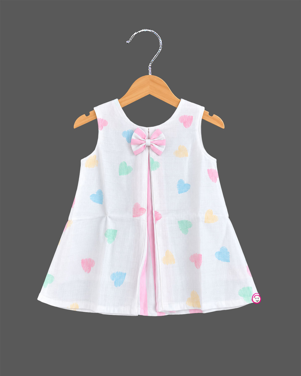 Toddler Heart Printed Cotton Frock for Casual Outing and Playdate