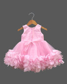 Little princess organza petal frock with pearl neck embellishment for girls party wear