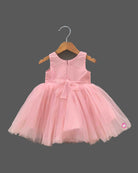 Toddler net party frock with floral appliques for birthday celebrations