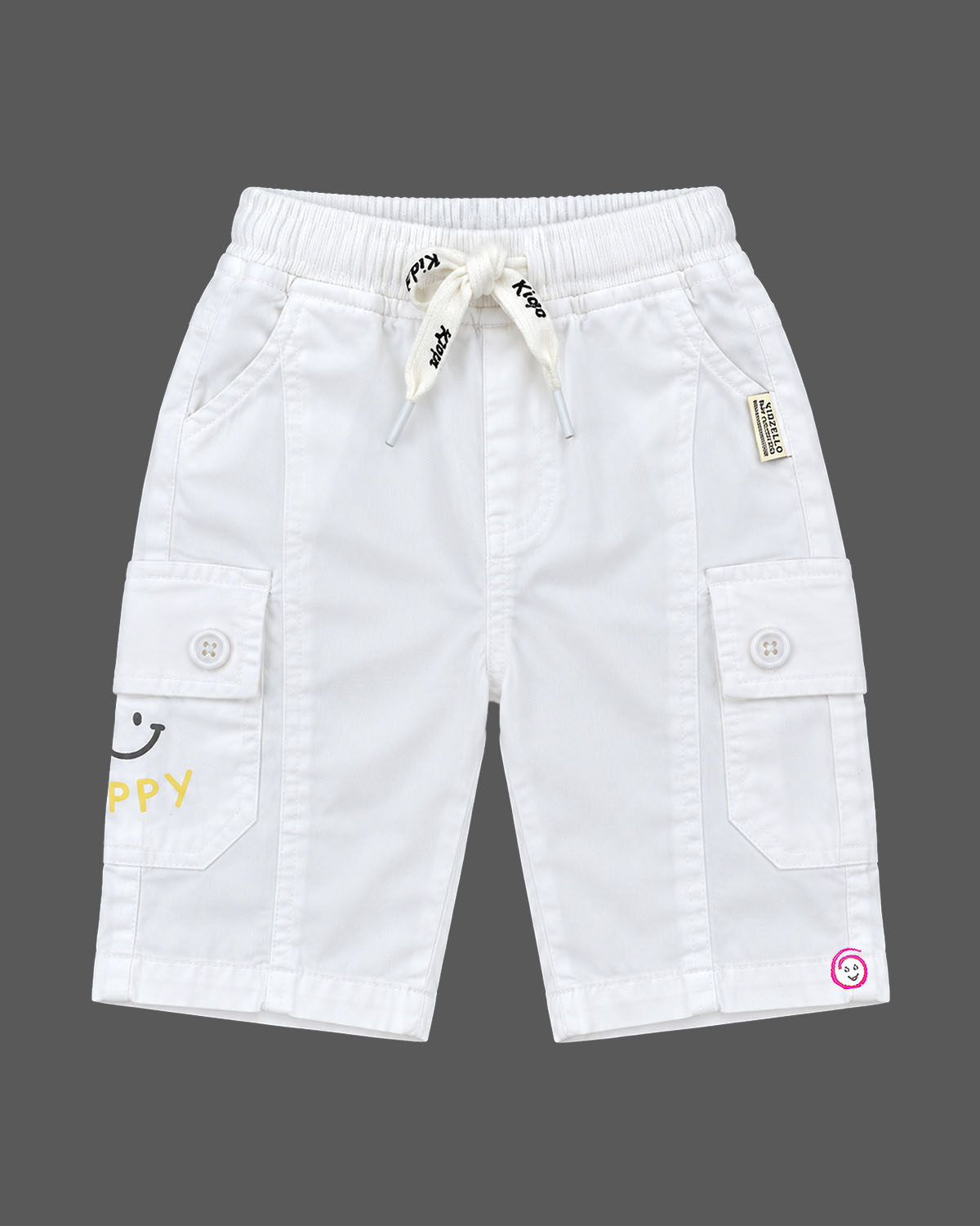 Toddler wearing short-sleeve button-down shirt and shorts designed for kids western wear.