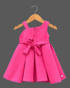 Girls floral applique box pleated party frock with asymmetrical shoulder strap and flared skirt