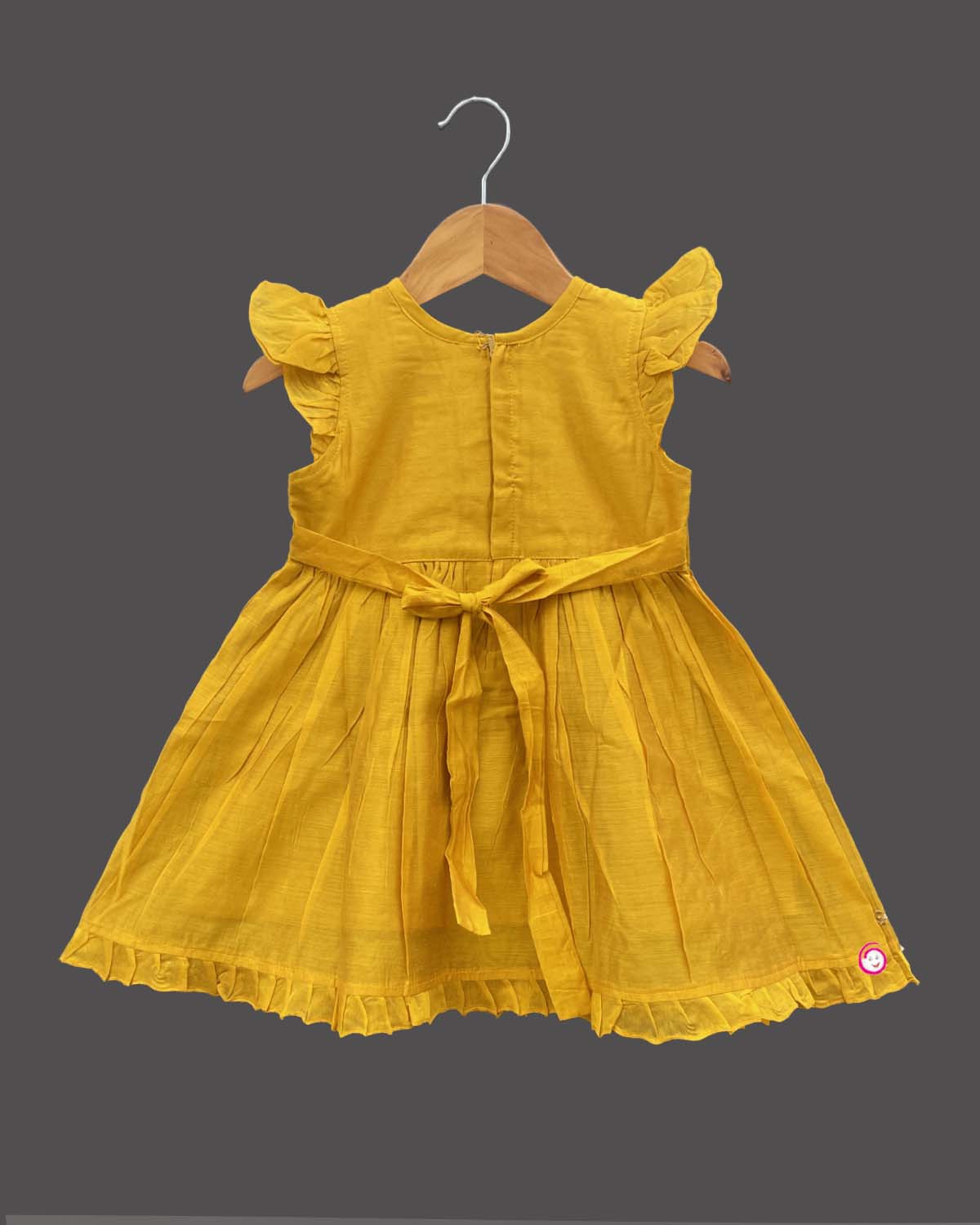 Girls printed traditional frock - Mustard