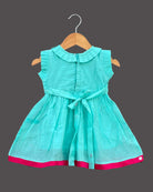 Girls printed traditional frock - Sea Green