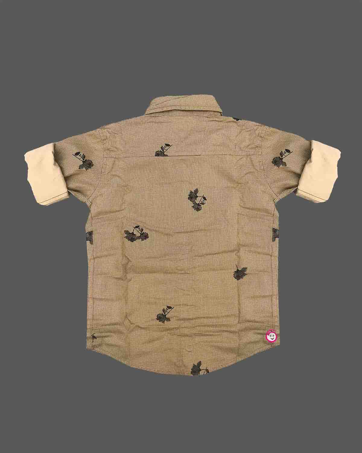 little gentleman floral printed shirt with spread collar and turn up cuff details for boys