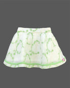 Charming top and skirt set for little princess featuring a multi-tiered ruffled strap top paired with a delicate embroidered net skirt on a hanger.